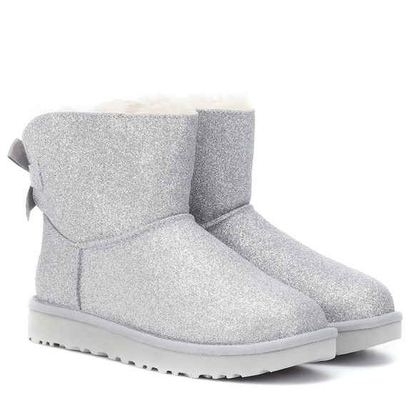 ‼️SOLD‼️ SILVER GLITTER UGG BOOTS BOW - Picture 5 of 8